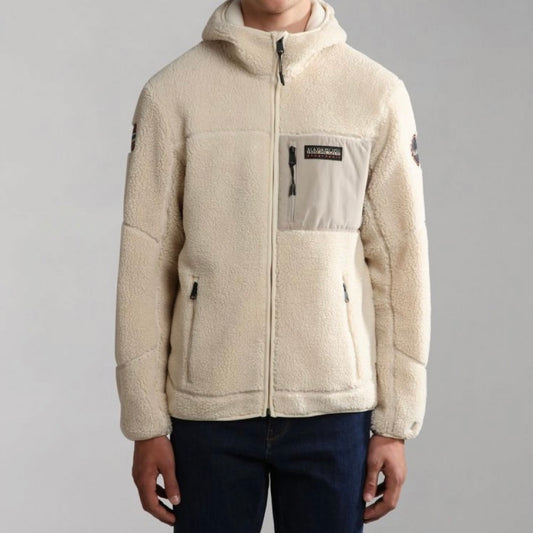 Napapijri Yupik Fleece FullZip Hoodie White